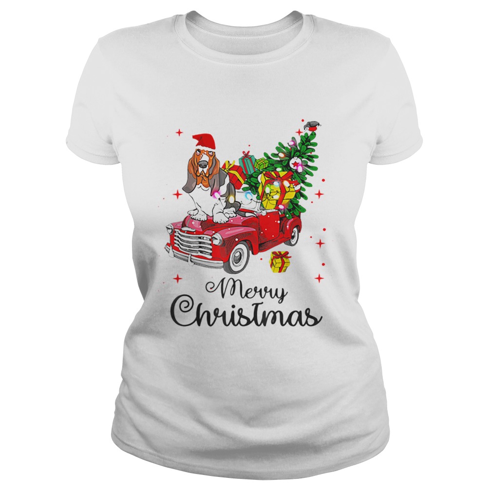 Basset Hound Ride Red Truck Christmas Pajama Classic Ladies