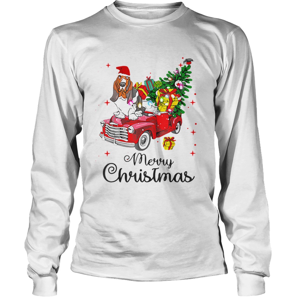 Basset Hound Ride Red Truck Christmas Pajama LongSleeve