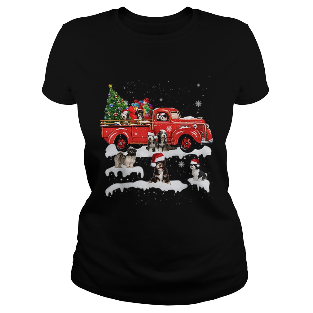 Beautiful Tibetan Terrier Riding Red Truck Xmas Merry Christmas Gifts Classic Ladies