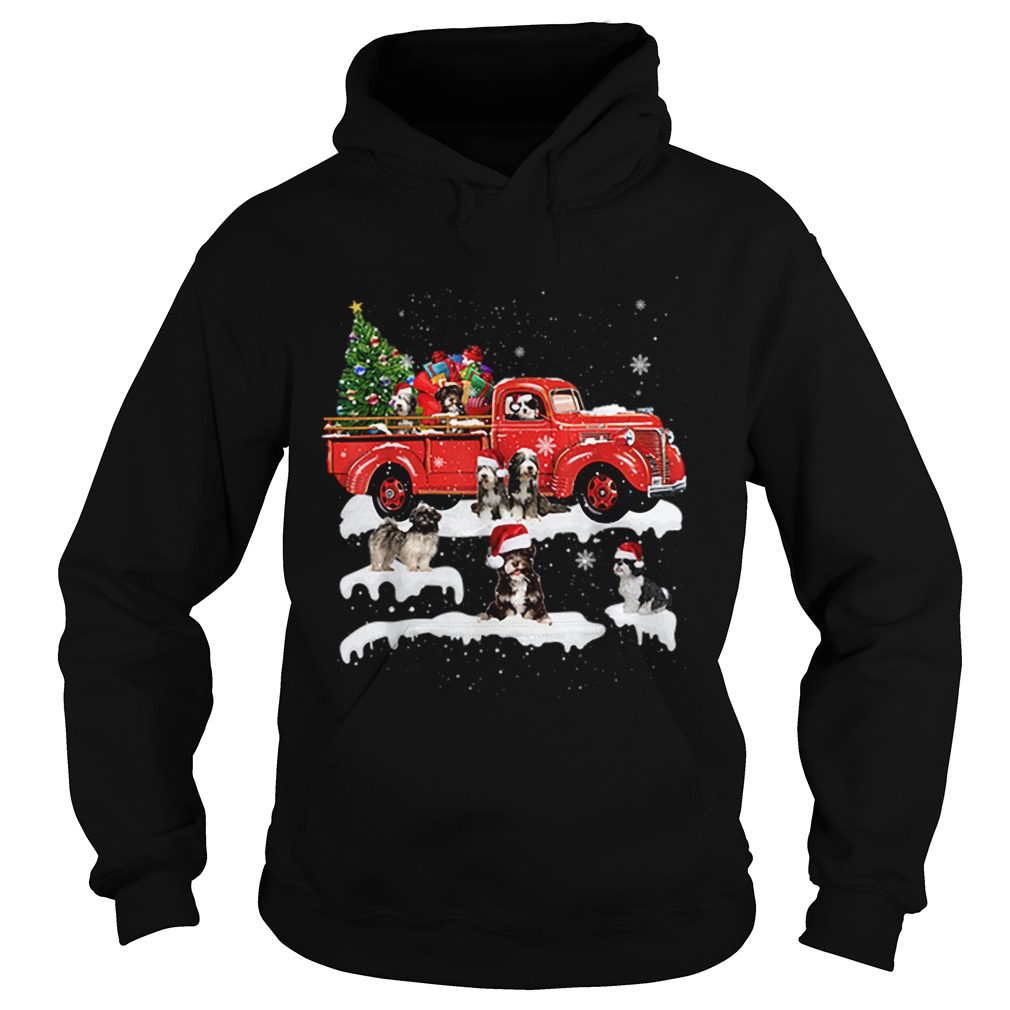 Beautiful Tibetan Terrier Riding Red Truck Xmas Merry Christmas Gifts Hoodie