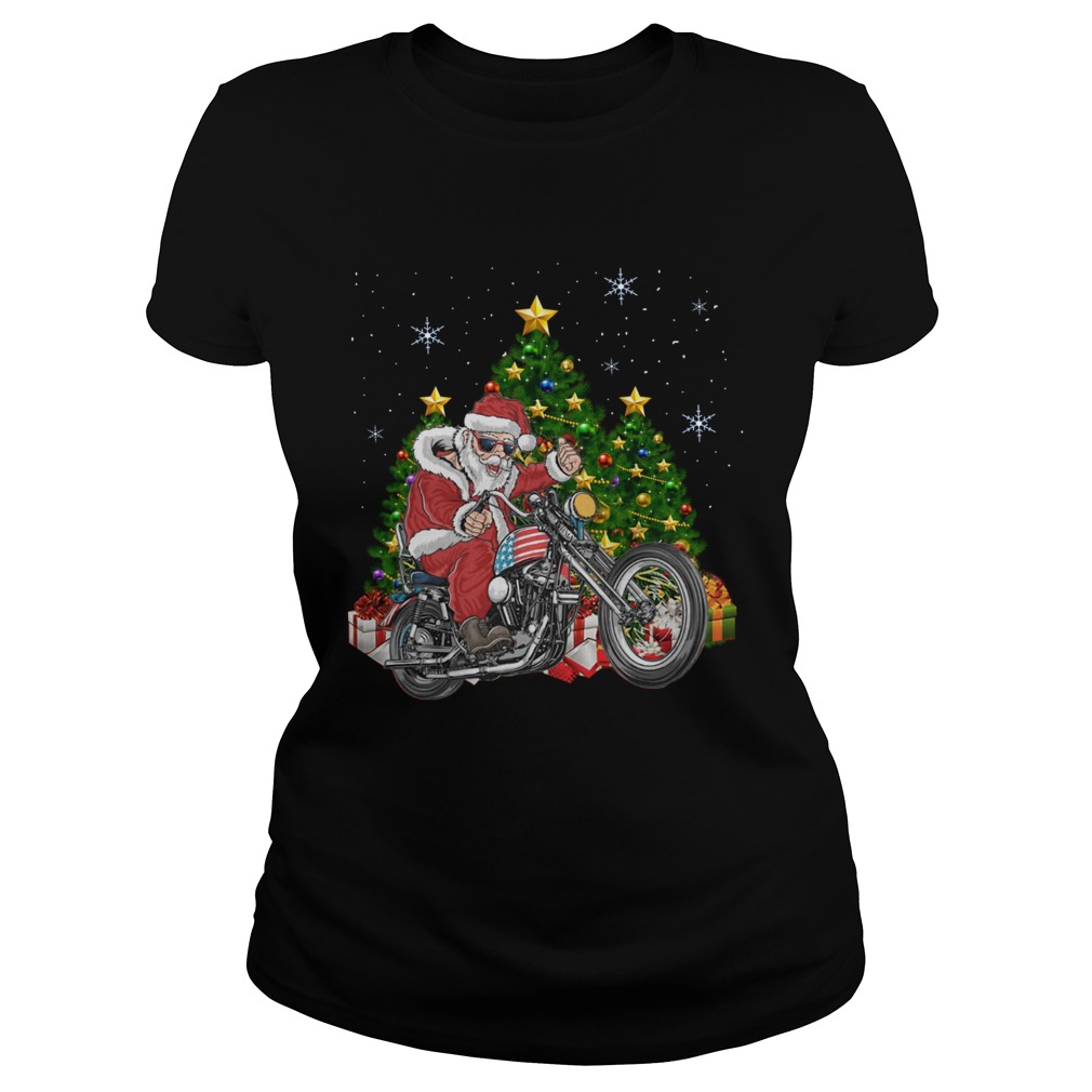 Biker Santa Motorcycle Merry Christmas Tree Classic Ladies