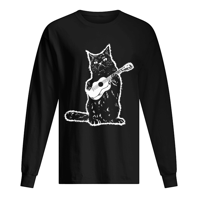 Black Cat Guitar Long Sleeved T-shirt 