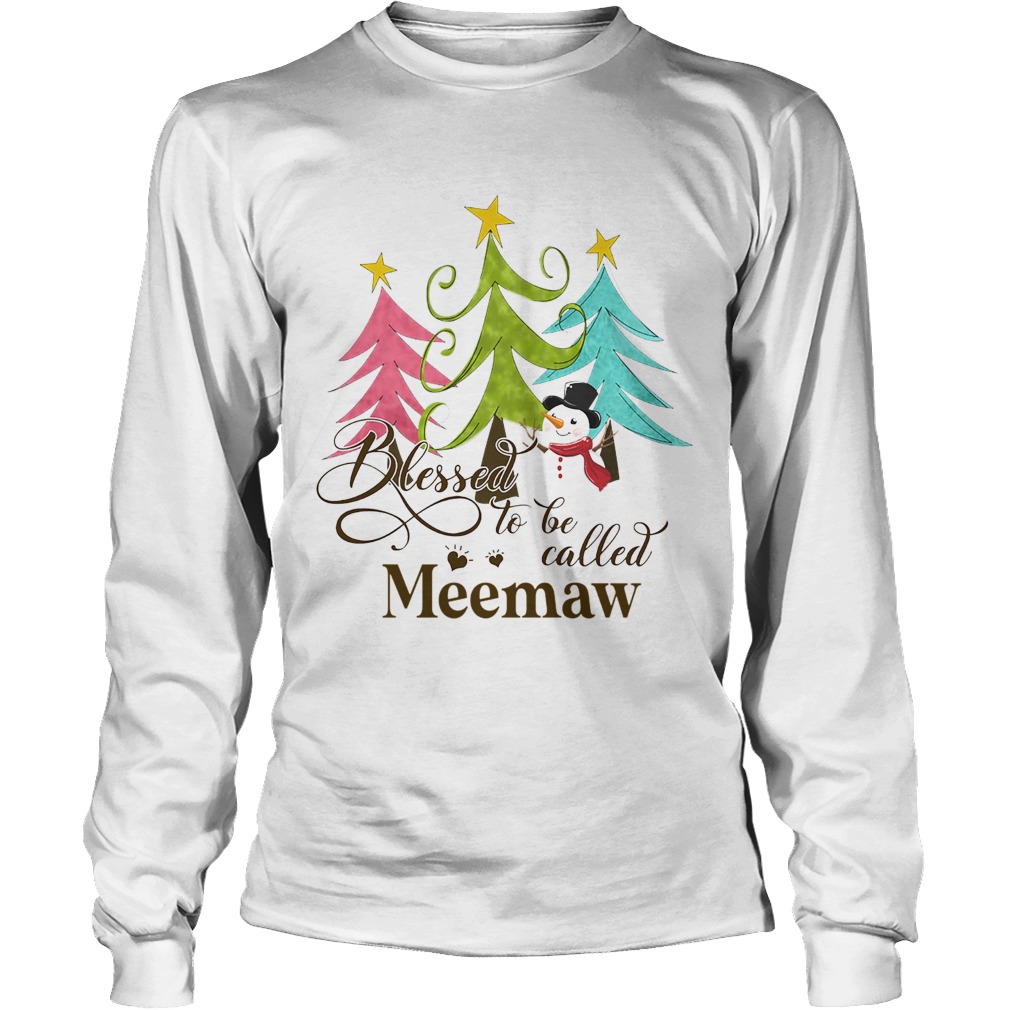 Blessed To Be Called Meemaw Tree Snowman Christmas LongSleeve