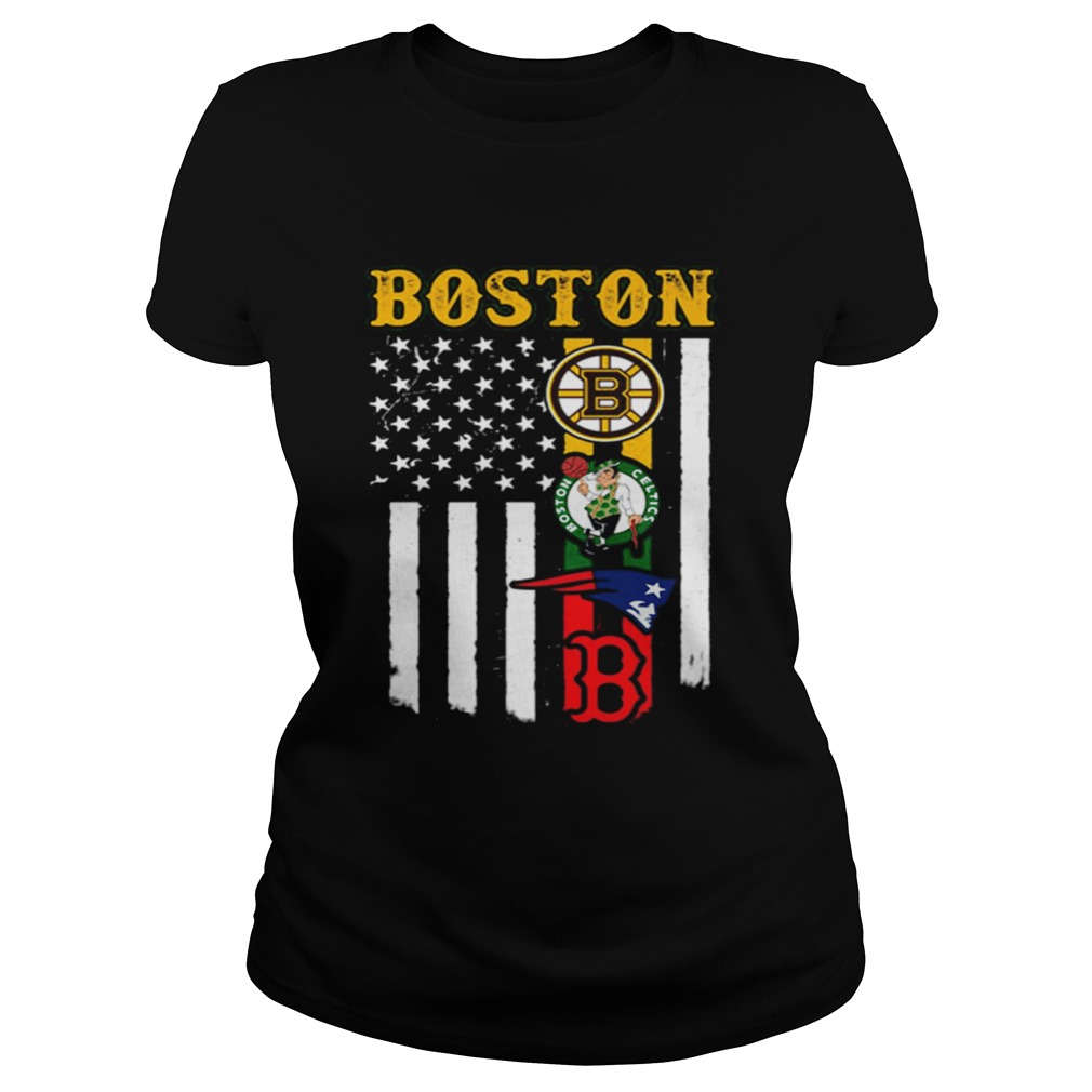 Boston New England Patriots Boston Celtics Bruins American Flag Classic Ladies