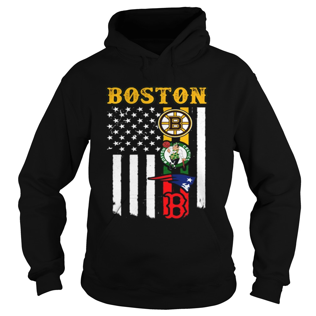 Boston New England Patriots Boston Celtics Bruins American Flag Hoodie