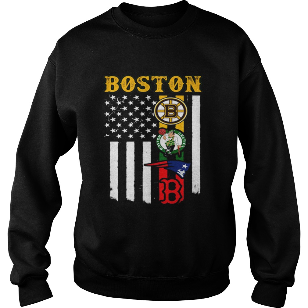 Boston New England Patriots Boston Celtics Bruins American Flag Sweatshirt