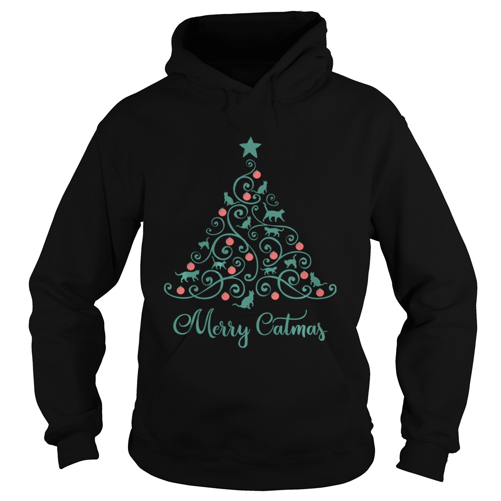 Cat Lover Christmas Gifts Merry Catmas Cats Christmas Tree Hoodie