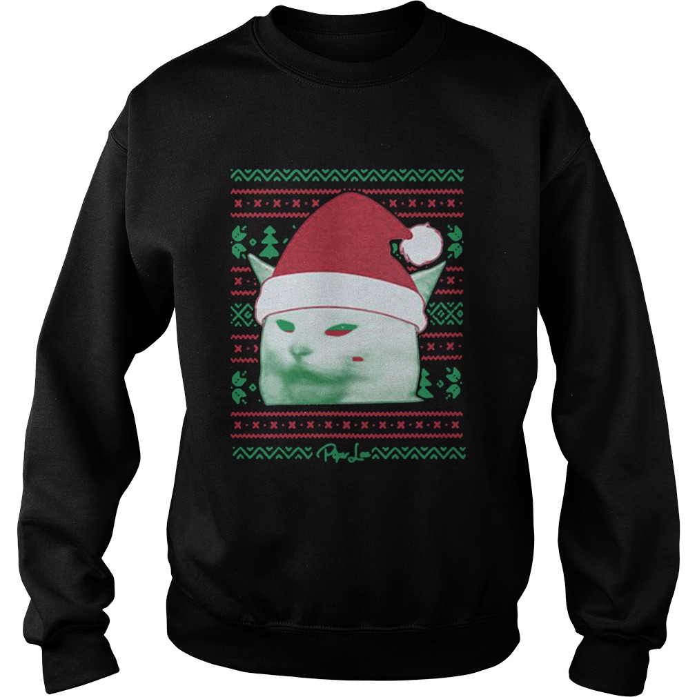 Cat being yelled at Christmas Sweatshirt