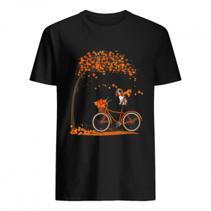 Cavalier King Charles Spaniel dog in fall dog riding bicycle  Classic Men's T-shirt
