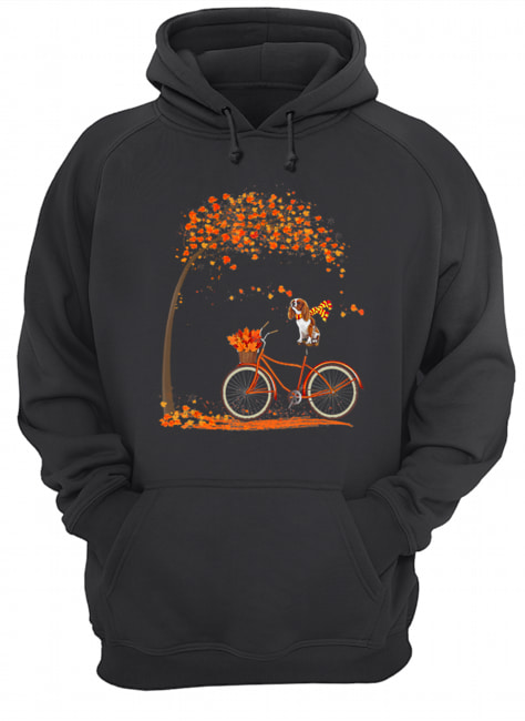 Cavalier King Charles Spaniel dog in fall dog riding bicycle Unisex Hoodie