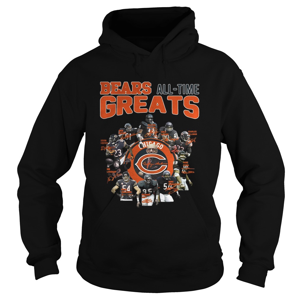 Chicago Bears All Time Greats Players Signatures Hoodie