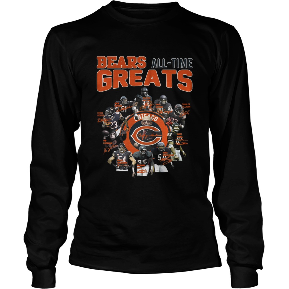 Chicago Bears All Time Greats Players Signatures LongSleeve