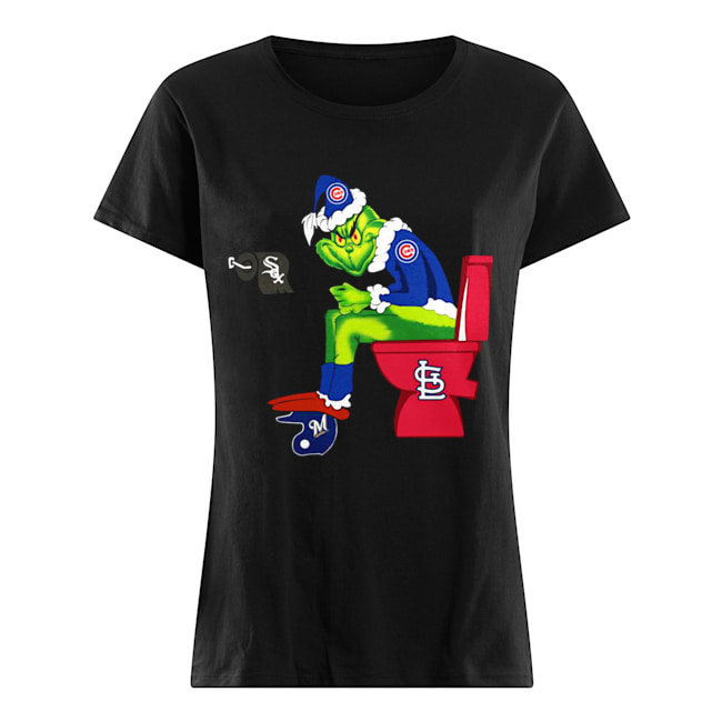 Chicago Cubs Grinch Santa Sitting St.Louis Cardinals Chicago White Sox Milwaukee Brewers Classic Women's T-shirt