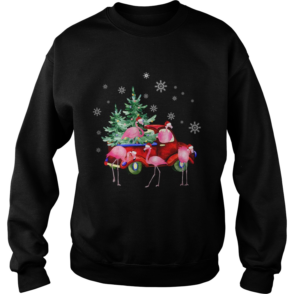 Christmas Flamingo Truck Funny Flamingo Santa Tree Xmas Gift Sweatshirt