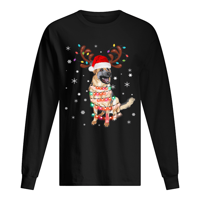 Christmas Lights Australian Shepherd Funny Dog Lovers Gift Long Sleeved T-shirt 