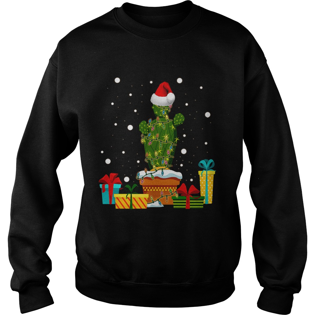 Christmas Lights Cactus Lover Funny Xmas Sweatshirt