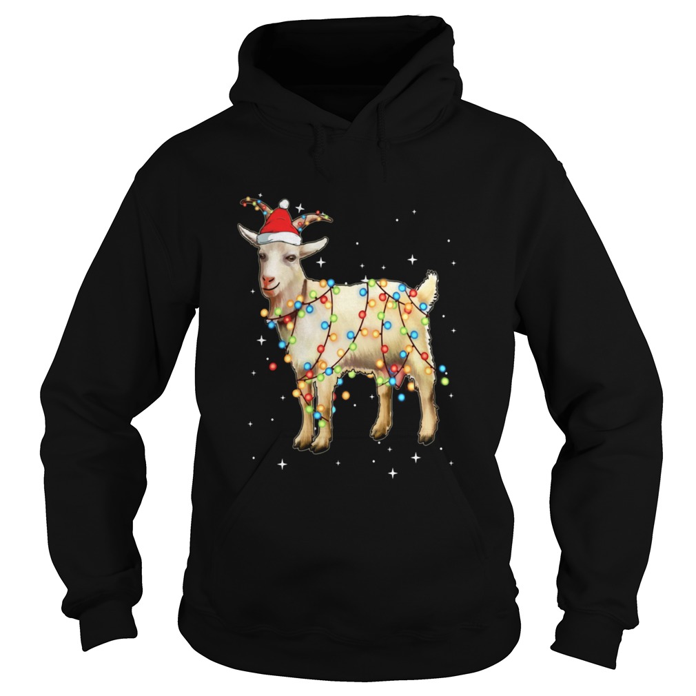 Christmas Lights Goat Wearing Santa Hat Funny Xmas Hoodie