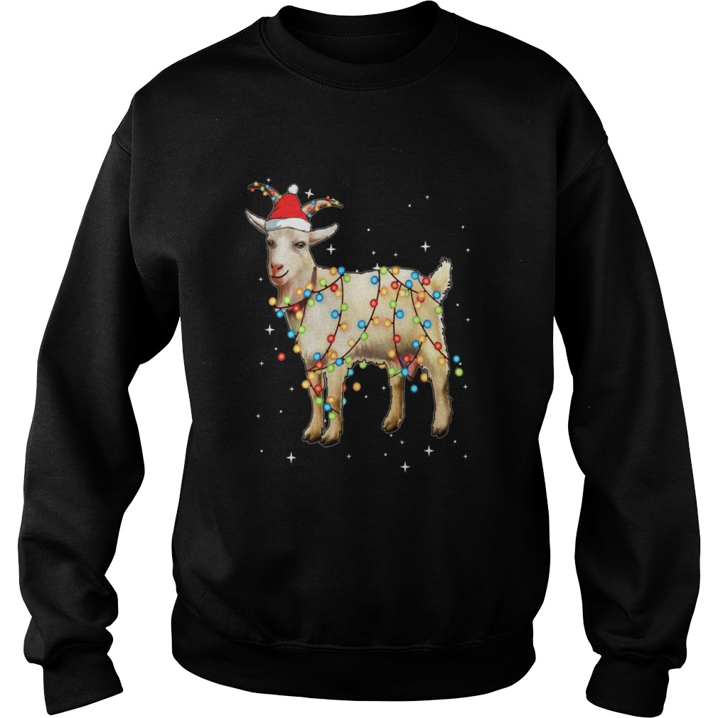 Christmas Lights Goat Wearing Santa Hat Funny Xmas Sweatshirt