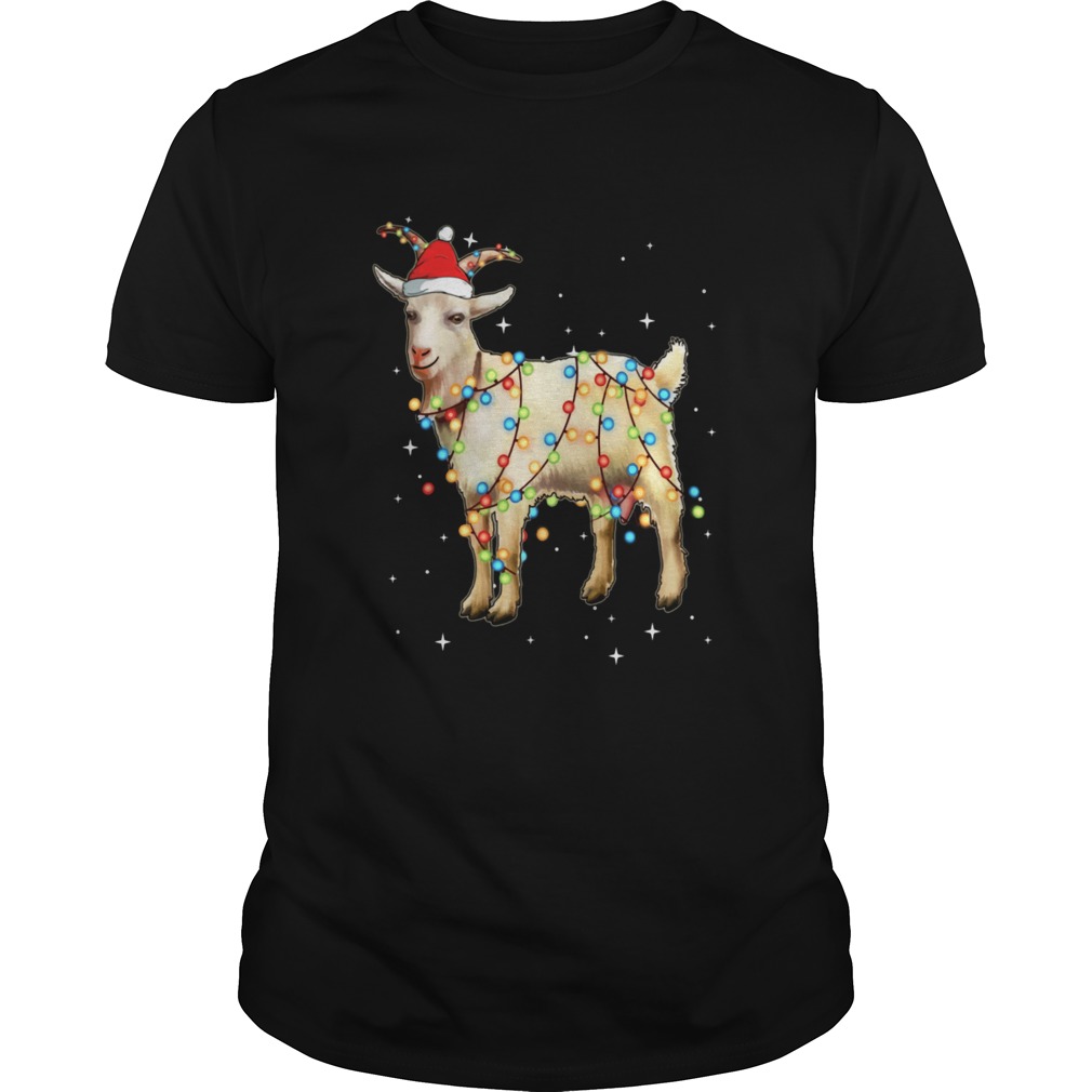 Christmas Lights Goat Wearing Santa Hat Funny Xmas shirt