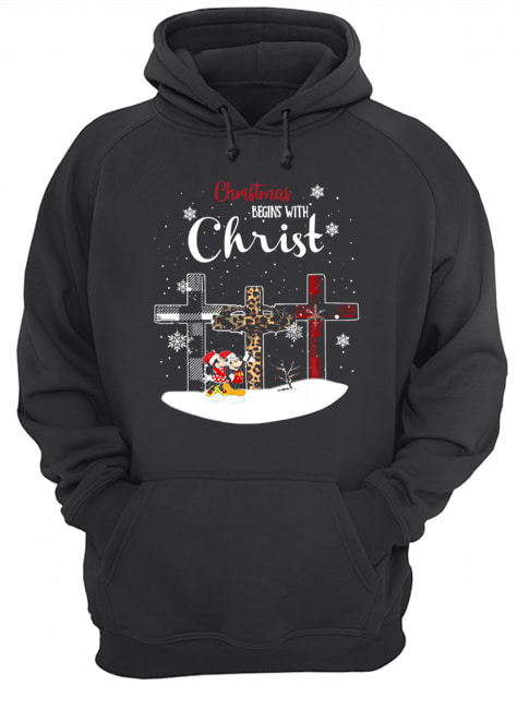 Christmas begins with christ cross Mickey Mouse Unisex Hoodie