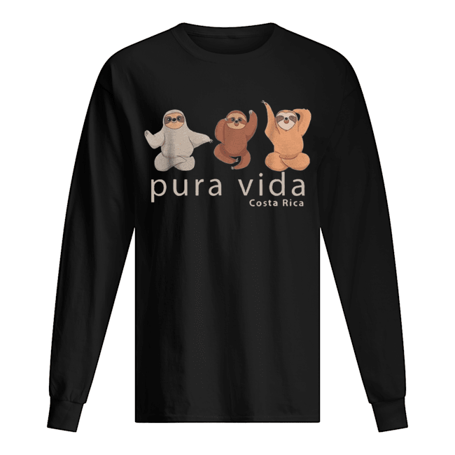 Costa Rica Sloths Souvenir Pura Vida Long Sleeved T-shirt 