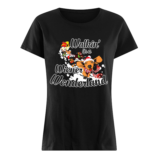 Dachshund Walkin’ In A Wiener Wonderland Christmas Shirt Classic Women's T-shirt