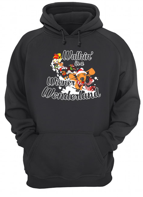 Dachshund Walkin’ In A Wiener Wonderland Christmas Shirt Unisex Hoodie