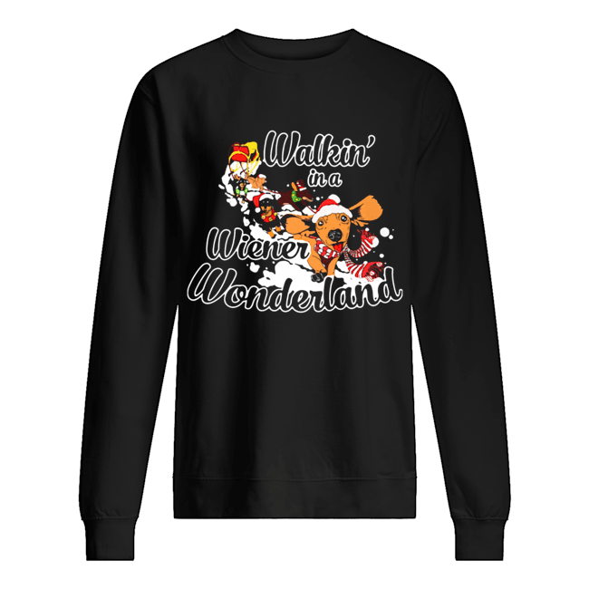 Dachshund Walkin’ In A Wiener Wonderland Christmas Shirt Unisex Sweatshirt