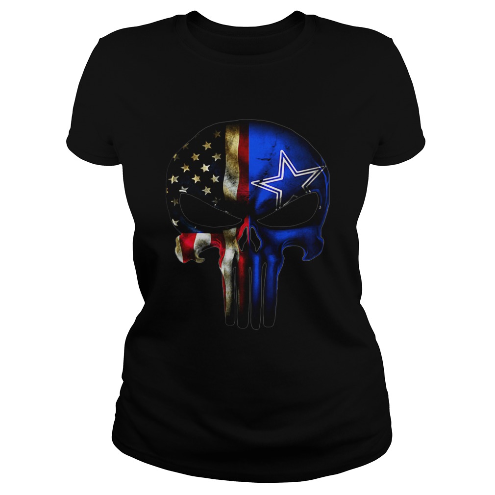 Dallas Cowboys And American Flag Veteran Skull Classic Ladies