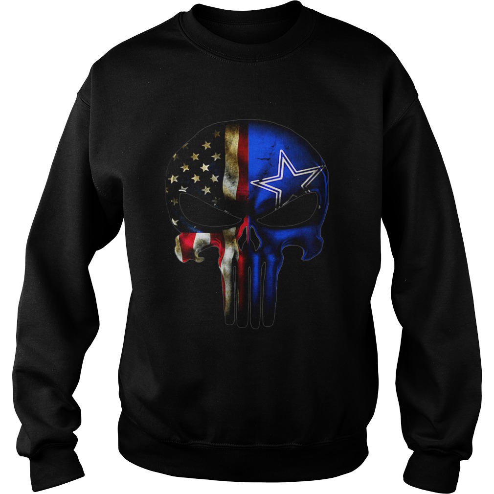 Dallas Cowboys And American Flag Veteran Skull Sweatshirt