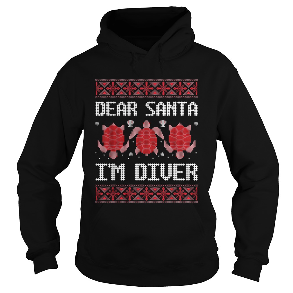 Dear Santa IM Scuba Diver Ugly Sea Turtle Christmas Sweater Hoodie