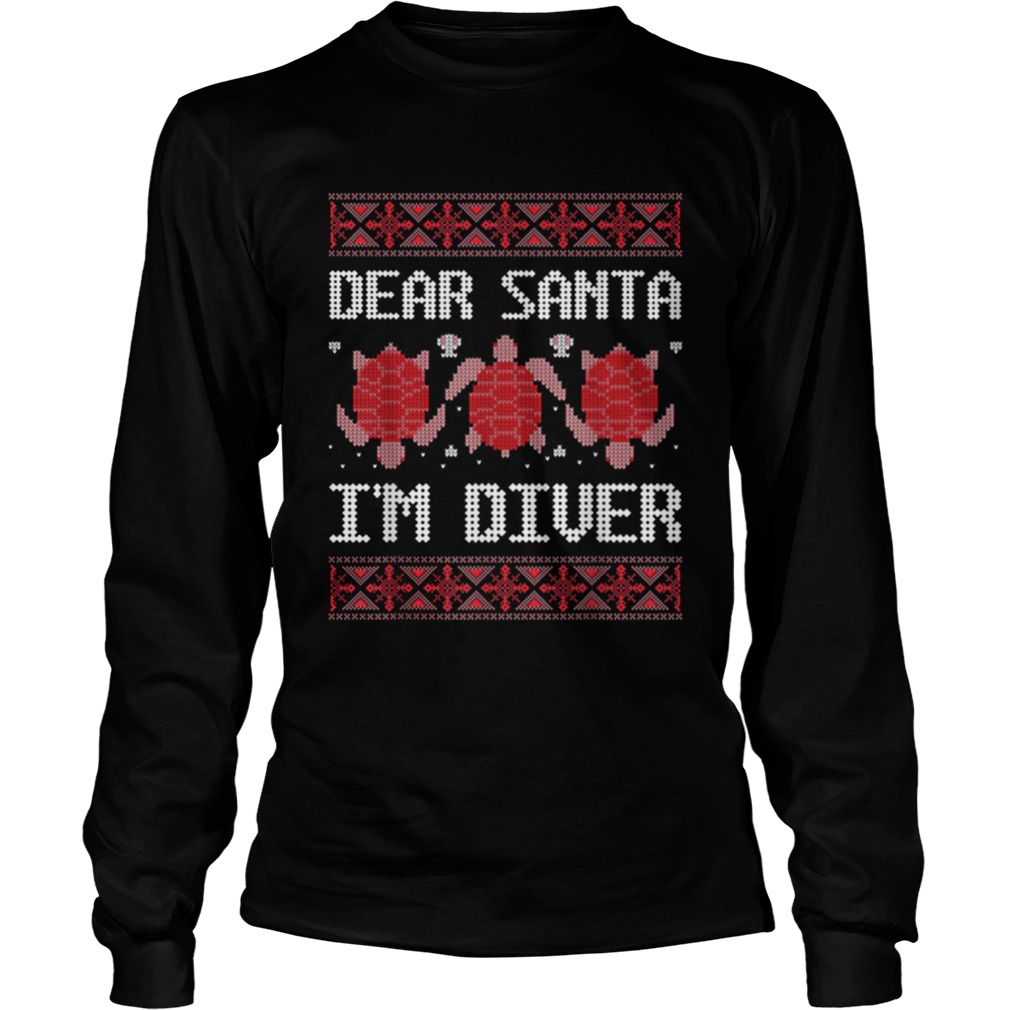 Dear Santa IM Scuba Diver Ugly Sea Turtle Christmas Sweater LongSleeve
