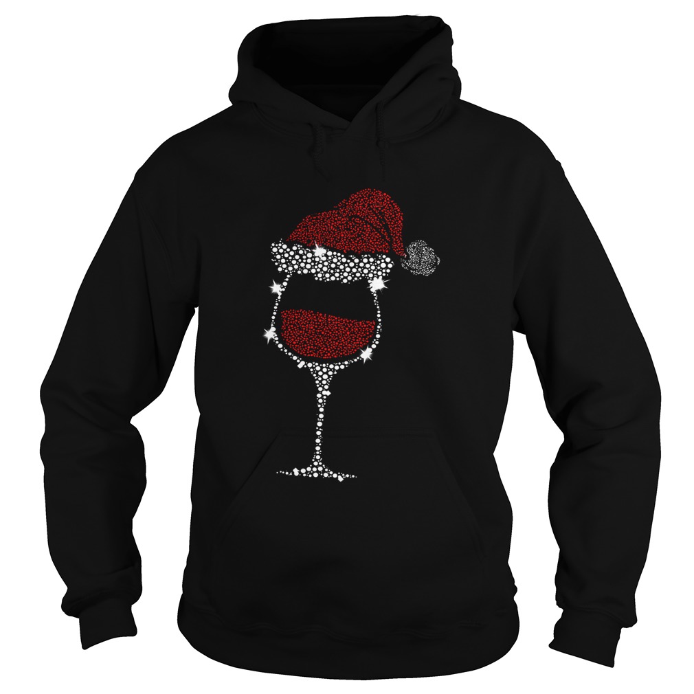 Diamond Wine Glasses Santa Hat Christmas Hoodie
