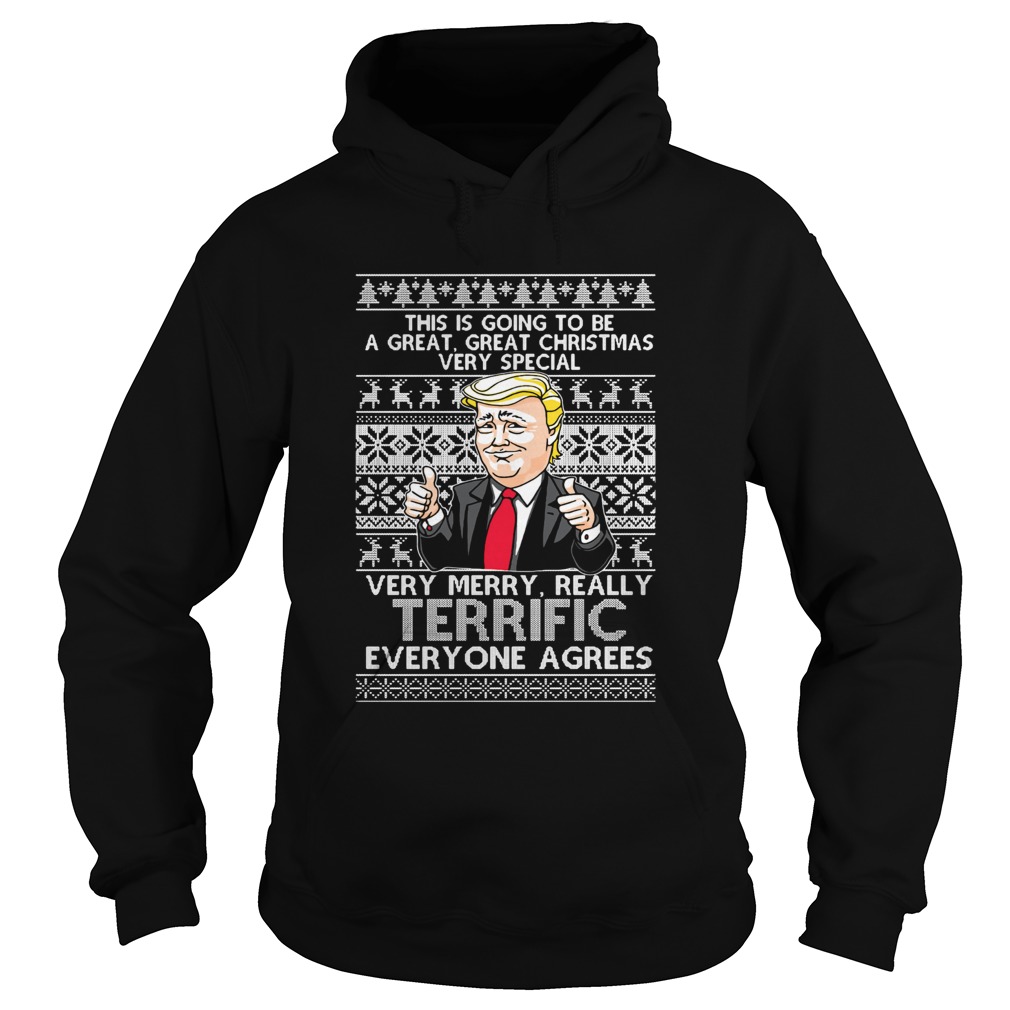 Donal Trump Very Merry Really Terrific Everyone Agrees Ugly Christmas Hoodie