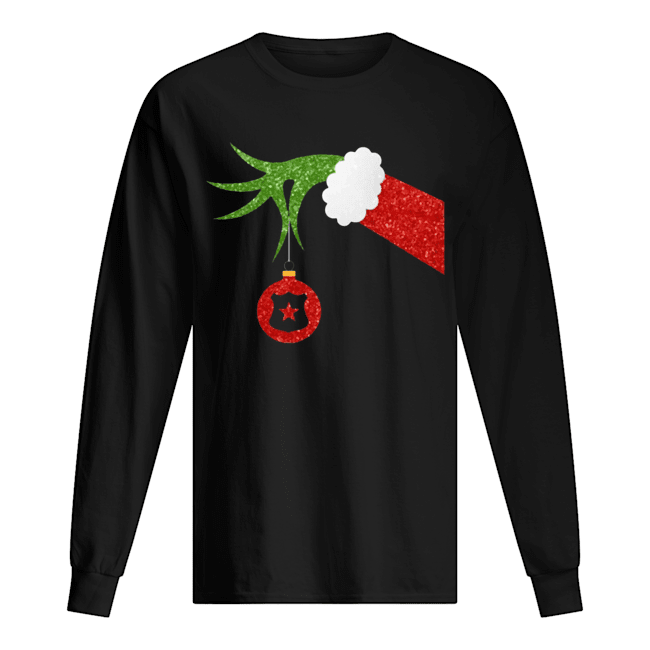 Funny Grinch Hand holding Police ornament Christmas Long Sleeved T-shirt 