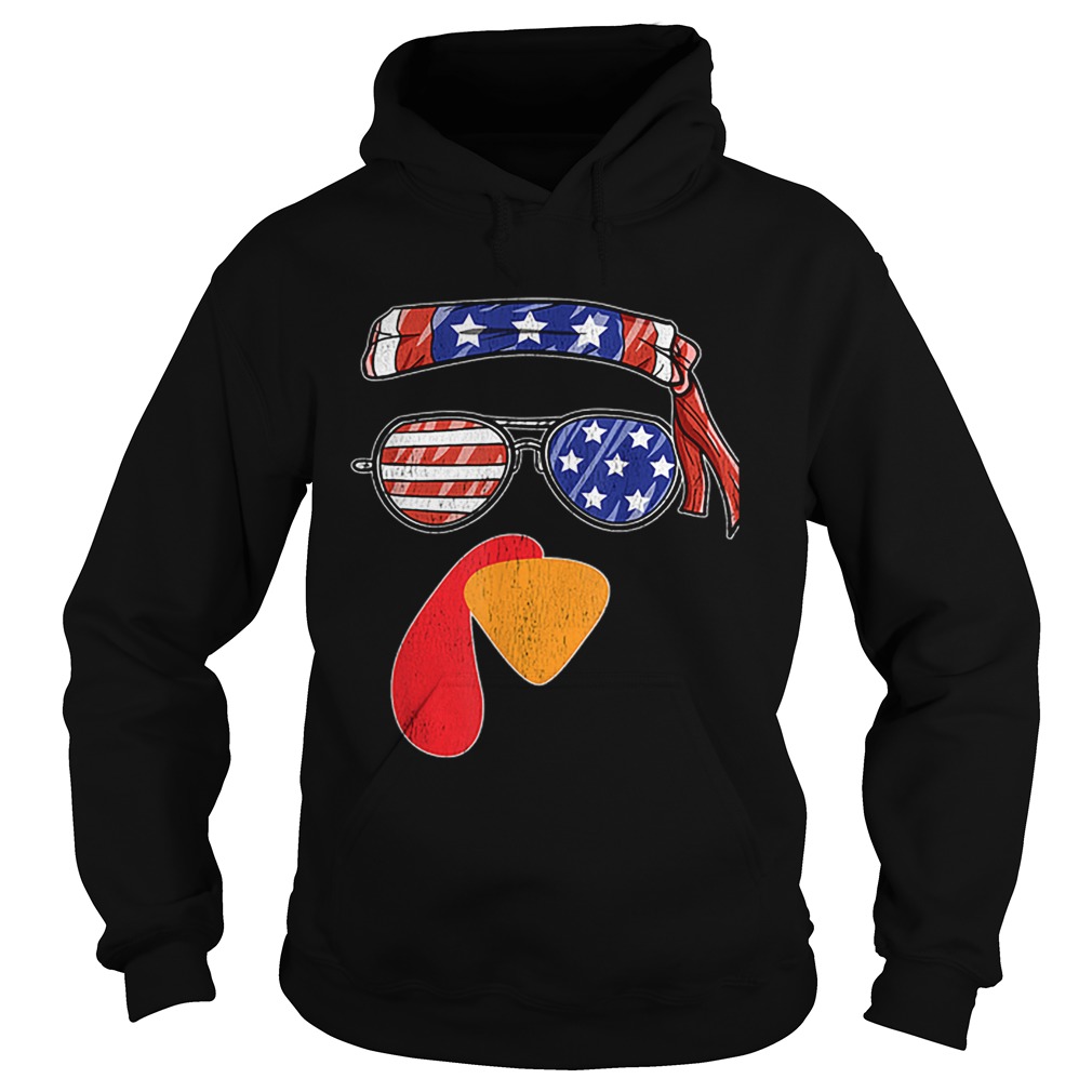 Funny Thanksgiving Fall Turkey Face USA Sunglasses Gift Hoodie