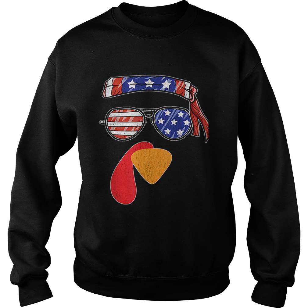 Funny Thanksgiving Fall Turkey Face USA Sunglasses Gift Sweatshirt
