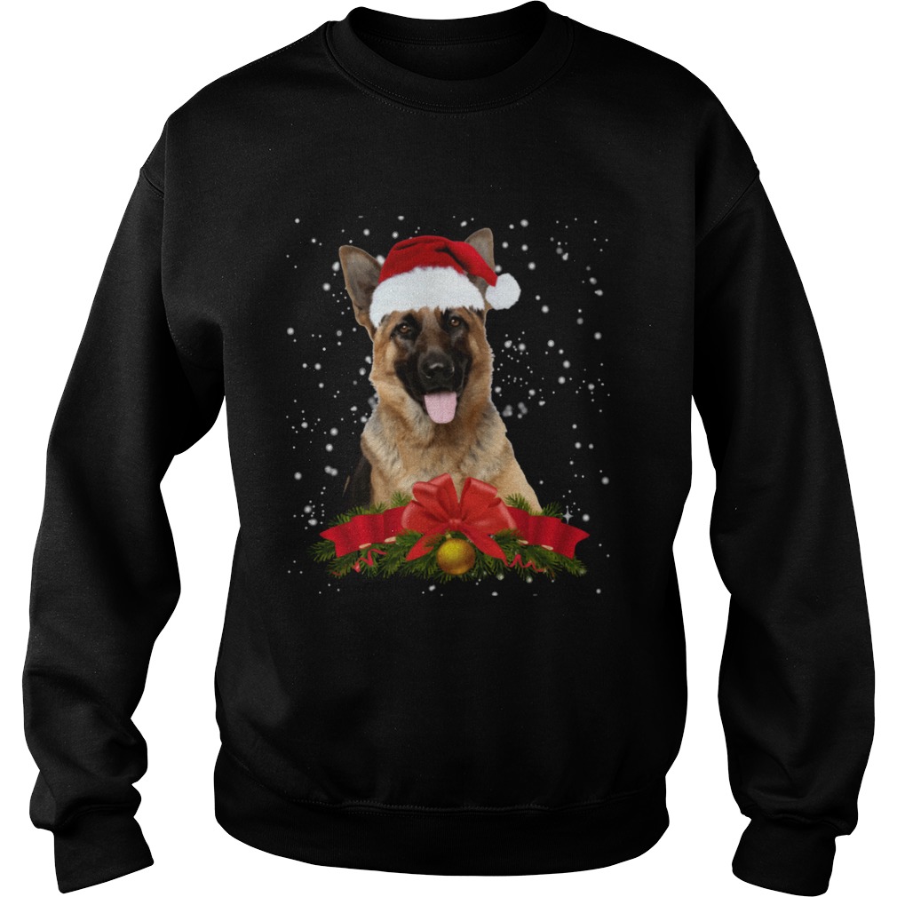 German Shepherd In Christmas Hat Funny Xmas Sweatshirt