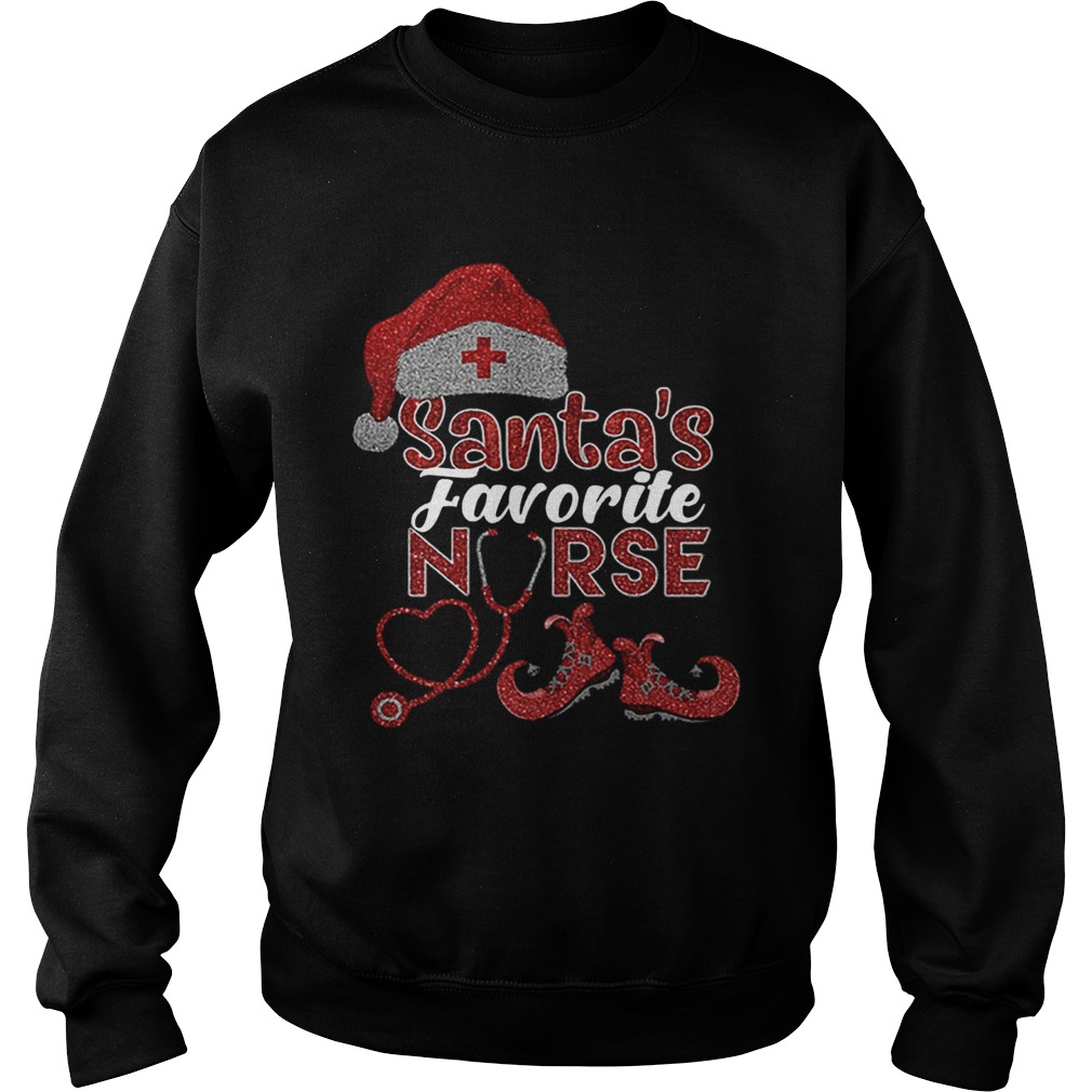 Glitter Santas Favorite Nurse Christmas Sweatshirt