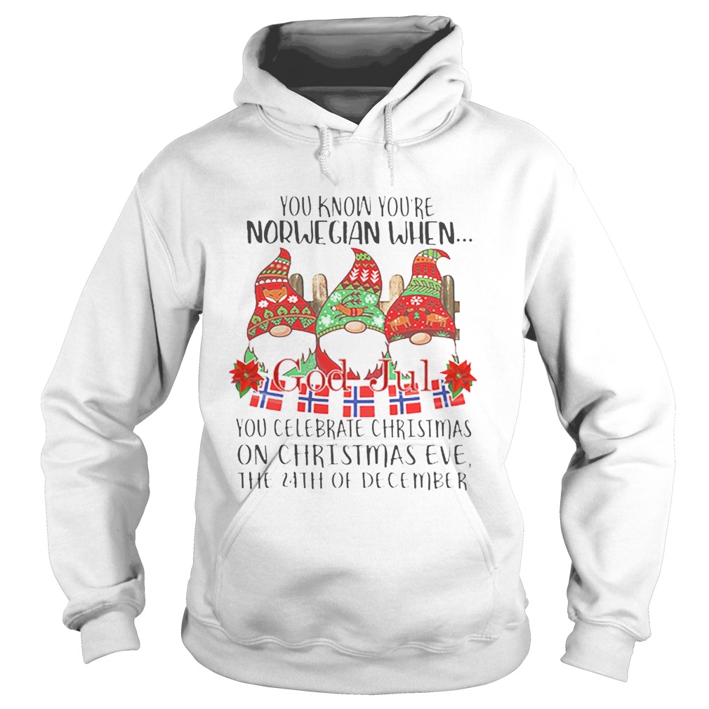 Gnome You know youre Norwegian God Jul Christmas 24th december Hoodie