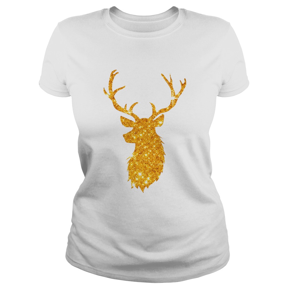 Gold Golden Reindeer Christmas Holiday Classic Ladies