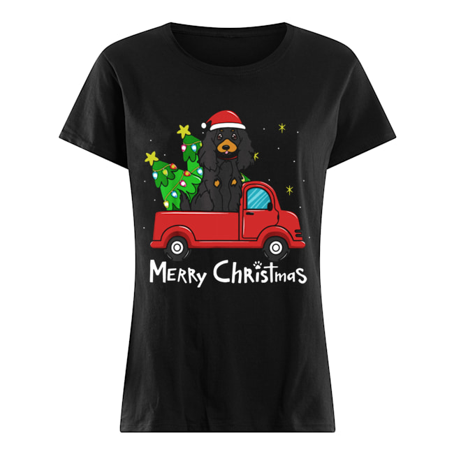 Gordon Setter Christmas Truck Tree Merry Christmas Classic Women's T-shirt