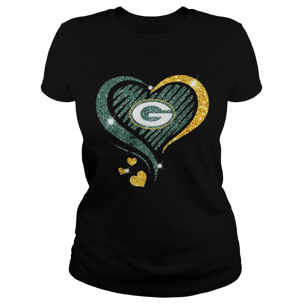 Green Bay Packers Diamond Heart Classic Ladies