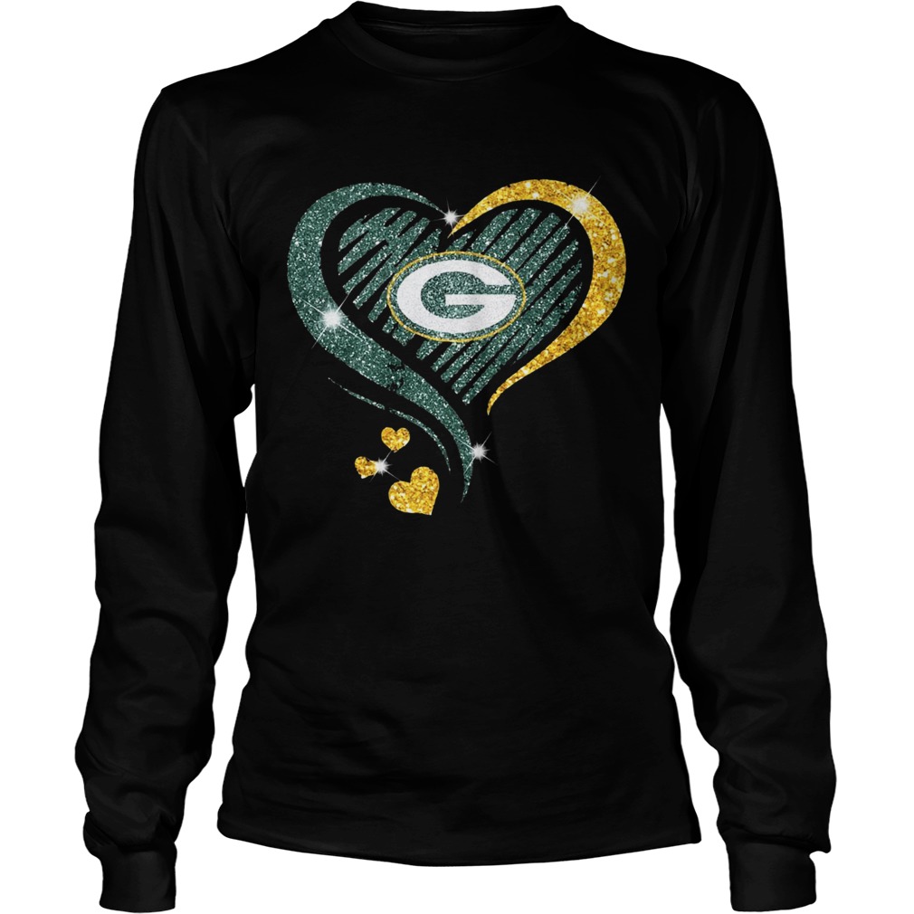 Green Bay Packers Diamond Heart LongSleeve