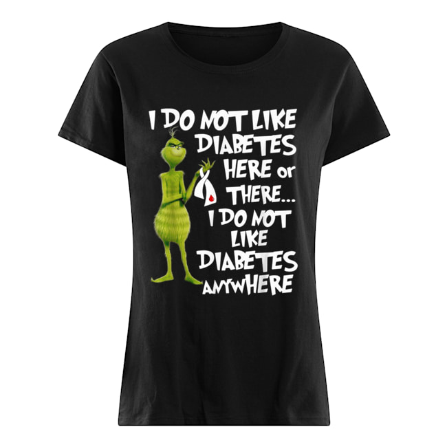 Grinch I do not like diabetes here or there I do not like diabetes anywhere Classic Women's T-shirt