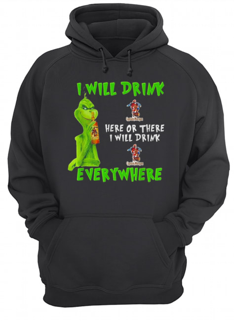 Grinch i will drink Captain Morgan whiskey here or there i will drink everywhere Unisex Hoodie
