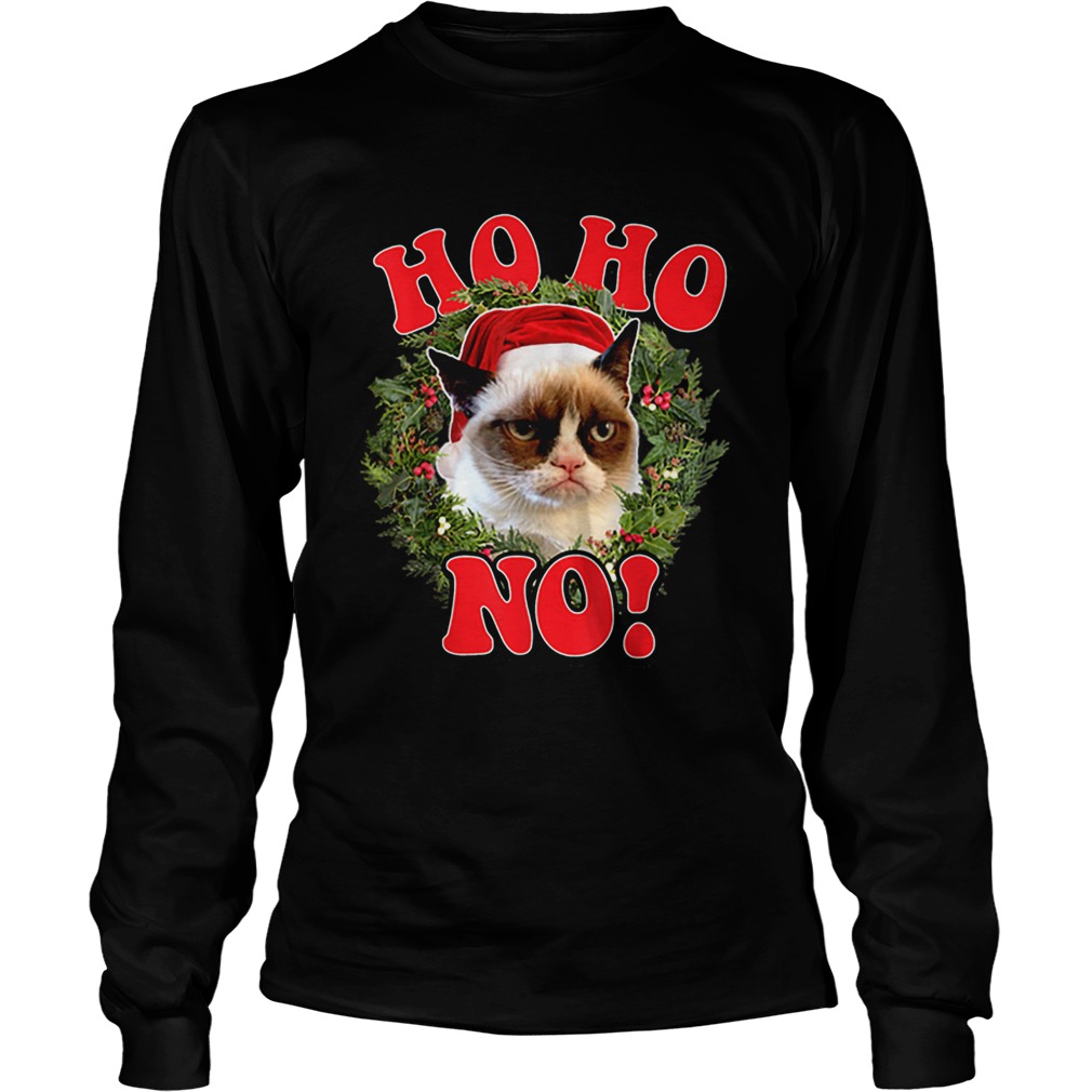 Grumpy Cat Ho Ho No Christmas Wreath Holiday Graphic LongSleeve