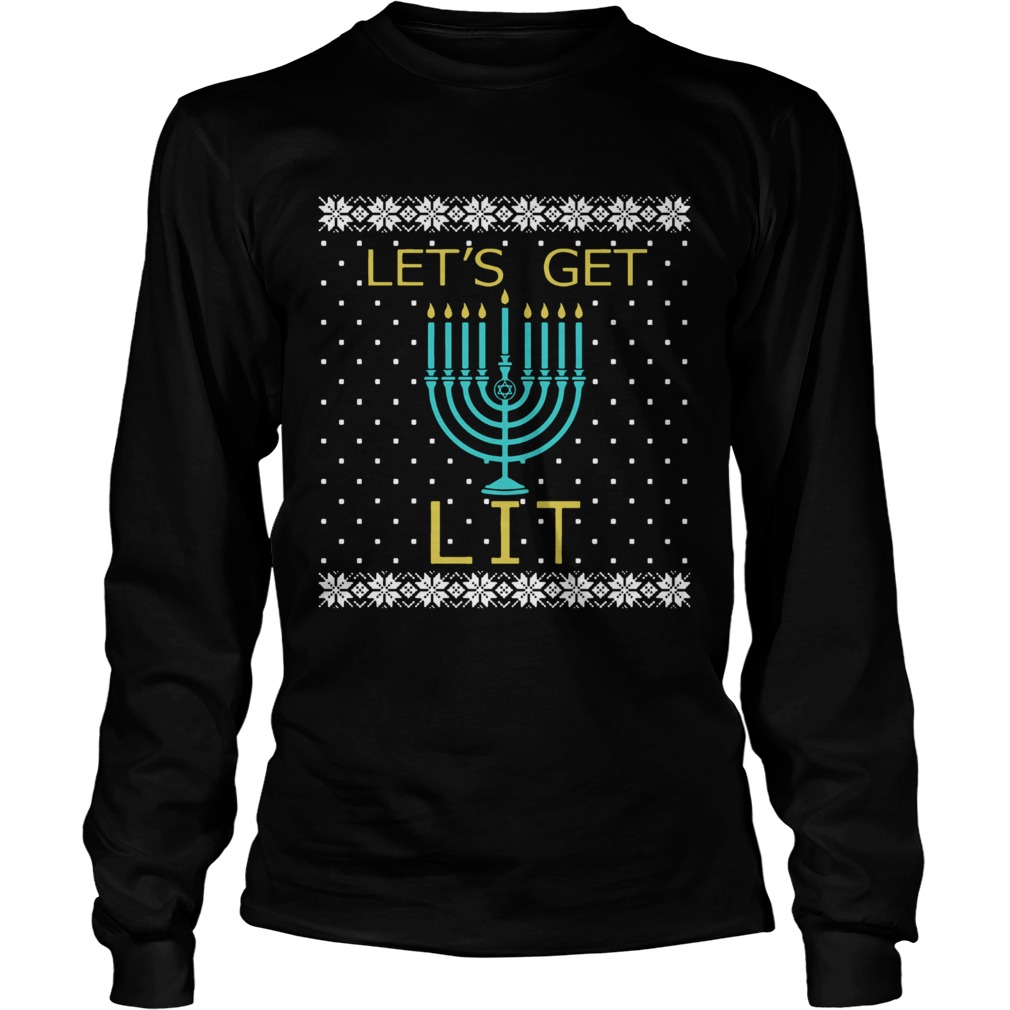 Hanukkah Lets Get Lit Christmas Sweater LongSleeve