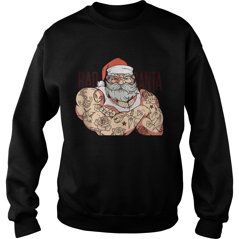 Hipster Rock Santa Claus Tattoo Christmas Sweatshirt