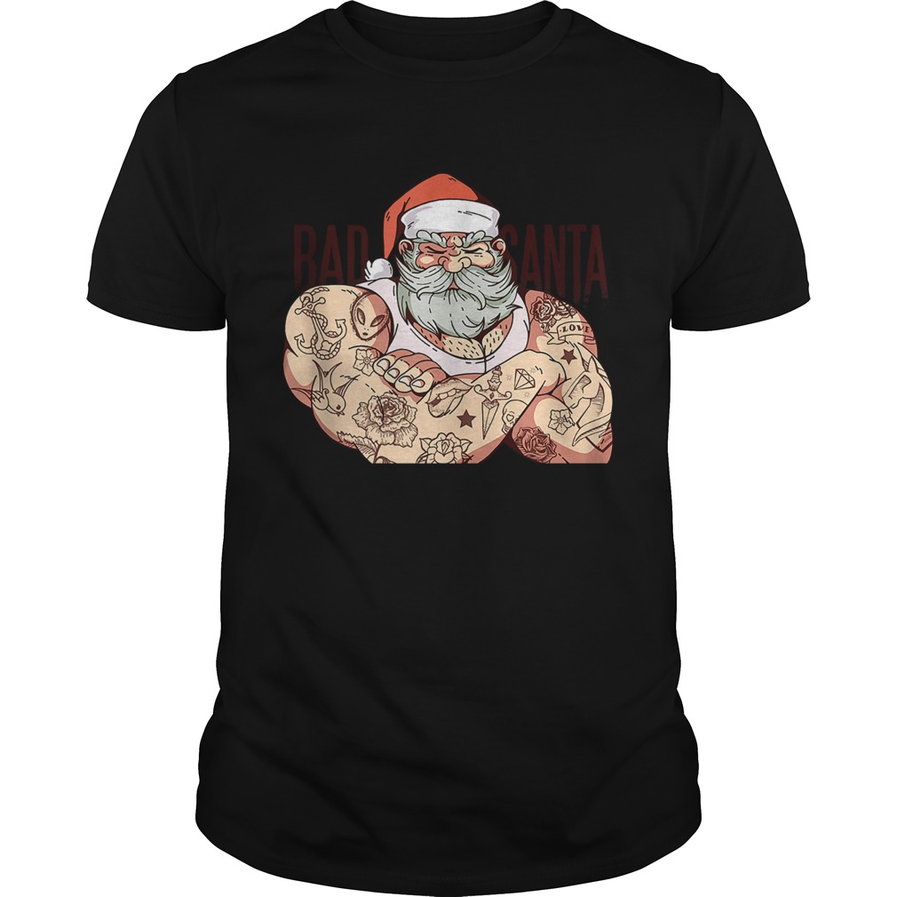 Hipster Rock Santa Claus Tattoo Christmas shirt